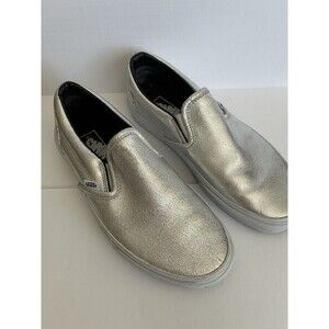 Women’s Vans Silver Metallic Slip On Shoes MENS 7/WOMENS 8.5 Pre-owned